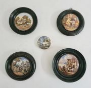 Five assorted pot lids 'The Residence of Ann Hathaway, Shakespeare's Wife, Shottery, Near