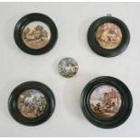 Five assorted pot lids 'The Residence of Ann Hathaway, Shakespeare's Wife, Shottery, Near