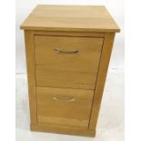 Modern oak two-drawer filing cabinet on plinth base, 50cm x 80.5cm