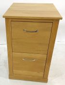 Modern oak two-drawer filing cabinet on plinth base, 50cm x 80.5cm