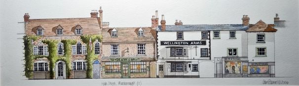 Colin Palmer (20th Century) Watercolour High Street, Marlborough and High Street, Marlborough (2) (a