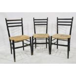 Set of three ladderback chairs with rush seats (3)