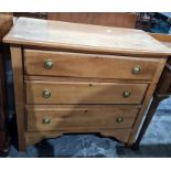 Early 20th century walnut three-drawer chest, the rectangular top with moulded edge, square