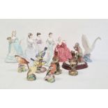 Five various Coalport figures of ladies in evening dresses, to include Mary Antoinette sculptured by