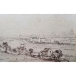 Richard Parkes Bonington (1802-1828) Pencil and wash  "Paris from St Cloud", city view with Seine in