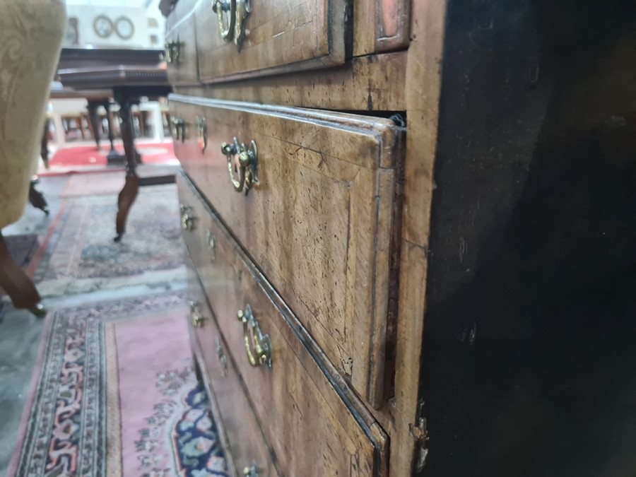 18th century mahogany and banded bureau, the fall with brass escutcheon, fitted interior above two - Image 17 of 17