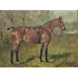 G Price Oil on canvas "Suffragette", study of a racehorse, signed and titled lower right, 22.5cm x