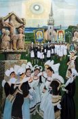 Richard Slater (b.1927)  Watercolour  "Breton Festival", signed lower left, bears 'The Mall Gallery'