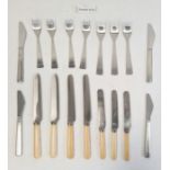 Maya stainless steel Norwegian service of table flatware, all with wedge handles and bone handled
