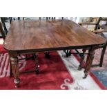 William IV mahogany extending dining table (no leaf), the rectangular top with rounded corners, on