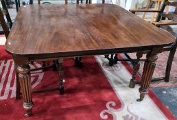 William IV mahogany extending dining table (no leaf), the rectangular top with rounded corners, on