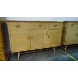 Lucian Ercolani Ercol model 351 elm-topped sideboard with beech body, two drawers and three cupboard