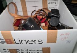 Box of cameras and other photographic equipment including a Kodak Retinette 1A camera  Condition