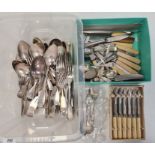 Stainless steel knives and plated flatware (2 boxes)