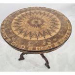 Nineteenth century Italian marquetry and parquetry inlaid centre table, circular, the top with