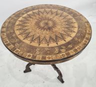 Nineteenth century Italian marquetry and parquetry inlaid centre table, circular, the top with