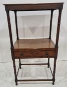 19th century mahogany two-tier whatnot, the rectangular top on turned supports with open undertier