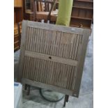 Large folding wood garden table with umbrella and stand