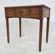 20th century side table in the Georgian manner, the oak top above single drawer, turned supports,