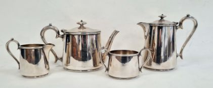 Walker & Hall, Sheffield EPNS four-piece tea set comprising teapot, two-handled sugar bowl, milk jug