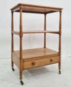 Early 19th century bird’s eye maple three-tier whatnot, rectangular, the top with rounded corners