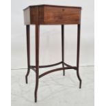 19th century mahogany worktable with herringbone banding, the top of elongated octagonal form,