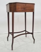 19th century mahogany worktable with herringbone banding, the top of elongated octagonal form,