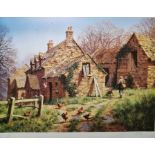E Hersey (20th century school) Limited edition colour print Farmyard scene, No.275/350, signed in