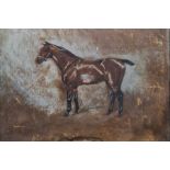 Early 20th century school Watercolour and pastel Study of a racing horse, initialled lower left '