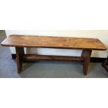 20th century bench on trestle-style base, 122cm x 46.5cm Condition Reportcondition good, solid,