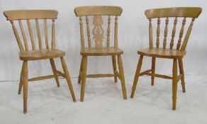 Nine assorted beech framed chairs (9) Condition ReportThe chairs are generally good condition with