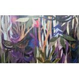 Unattributed Applique collage  Woodland scene at night, 46.5cm x 76cm  Condition ReportIt is framed.