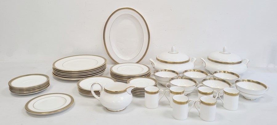 Royal Doulton dinner service with gilt border on a white ground 'Clarendon' pattern, no.H.4993