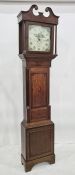 19th century mahogany and oak 30-hour longcase clock, with broken swan neck pediment, square-