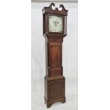 19th century mahogany and oak 30-hour longcase clock, with broken swan neck pediment, square-