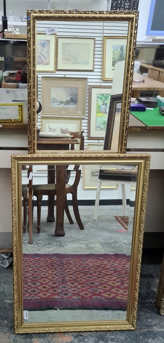 Two modern rectangular gilt-framed mirrors (2)
