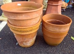 Five terracotta plant pots