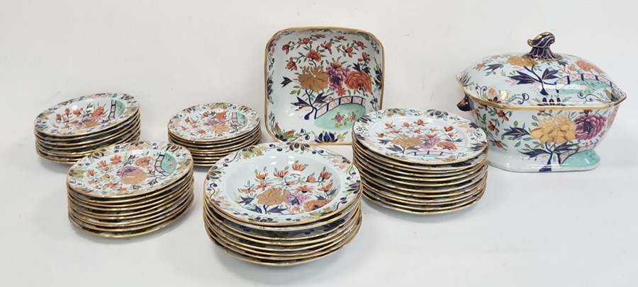 Extensive early 19th century Masons patent ironstone china earthenware dinner service, matching