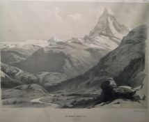 Two colour prints  "Zermatt und das Matterhorn", 18cm x 23cm and "Le Mont Servin, Vallee de