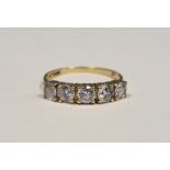 9ct gold and light purple five-stone ring, boxed