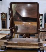 19th century mahogany dressing table swing mirror on cabriole supports, plinth base