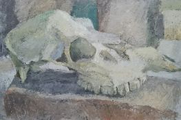 Unattributed (20th century school) Oil on board Study of a skull, unsigned, 60cm x 90cm