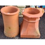 Two terracotta chimney pots