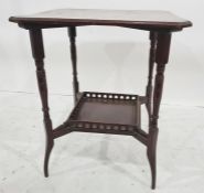 19th century walnut two-tier occasional table, the square top with canted corners, moulded edge,