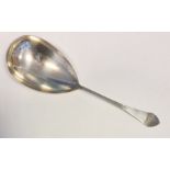 Dutch silver serving spoon with reeded handle, marked VK and dated 1915(?), 3.2oz total