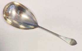 Dutch silver serving spoon with reeded handle, marked VK and dated 1915(?), 3.2oz total