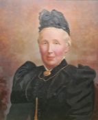 Late 19th/early 20th century school Oil on board Half-length portrait of a Victorian lady, unsigned,