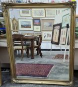 Modern rectangular mirror in gilt-effect frame, 126cm x 105cm approx