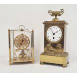Kundo Kieminer Bergfell gilt metal and glass mantel clock, 20cm high approx and another brass mantel