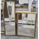 Two 20th century rectangular gilt-framed mirrors (2)